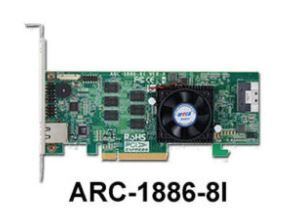 Areca Raid Controller ARC-1886-8I 8-Port Tri Mode PCIe 4.0 x8 1x SFF 8654 LP
