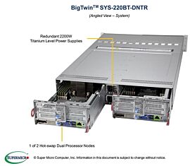 Supermicro Barebone BigTwin SuperServer 2U Dual Sockel 4189 SYS-220BT-DNTR Complete System Only