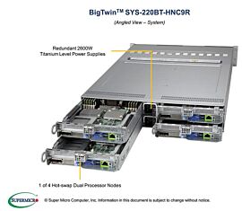 Supermicro Barebone BigTwin SuperServer 2U Dual Sockel 4189 SYS-220BT-HNC9R Complete System Only