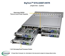 Supermicro Barebone BigTwin SuperServer 2U Dual Sockel 4189 SYS-220BT-HNTR Complete System Only
