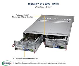 Supermicro Barebone BigTwin SuperServer 2U Dual Sockel 4189 SYS-620BT-DNTR Complete System Only