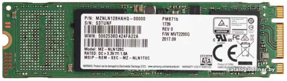 Samsung PM871b MZNLN128HAHQ 128 GB 0,71 DWPD M.2 2280 SATA 3 SSD