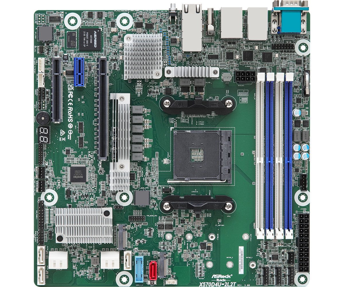 ASRock Mainboard X570D4U-2L2T/BCM micro-ATX Sockel AM4 Single
