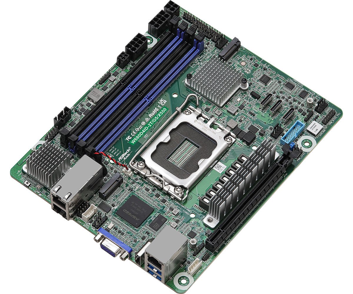ASRock Mainboard W680D4ID-2T/G5/X550 mini-DTX Sockel 1700 DDR5-only Single