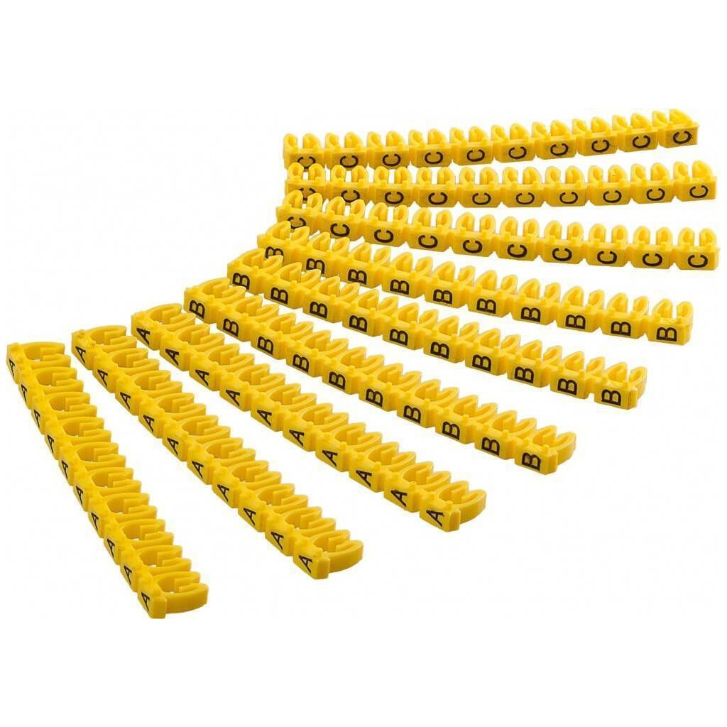 Goobay Kabelmarkierer Clips 2,5mm 72516 Buchstaben A-C gelb 2,8 bis 4,6mm