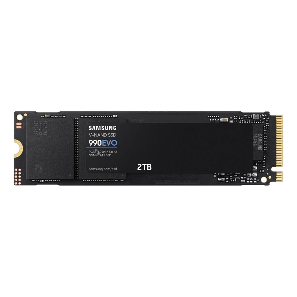 Samsung 990 EVO MZ-V9E2T0BW 2000 GB 0,33 DWPD M.2 2280 PCIe 4.0 x4 oder 5.0 x2 (NVMe) SSD 256bit AES