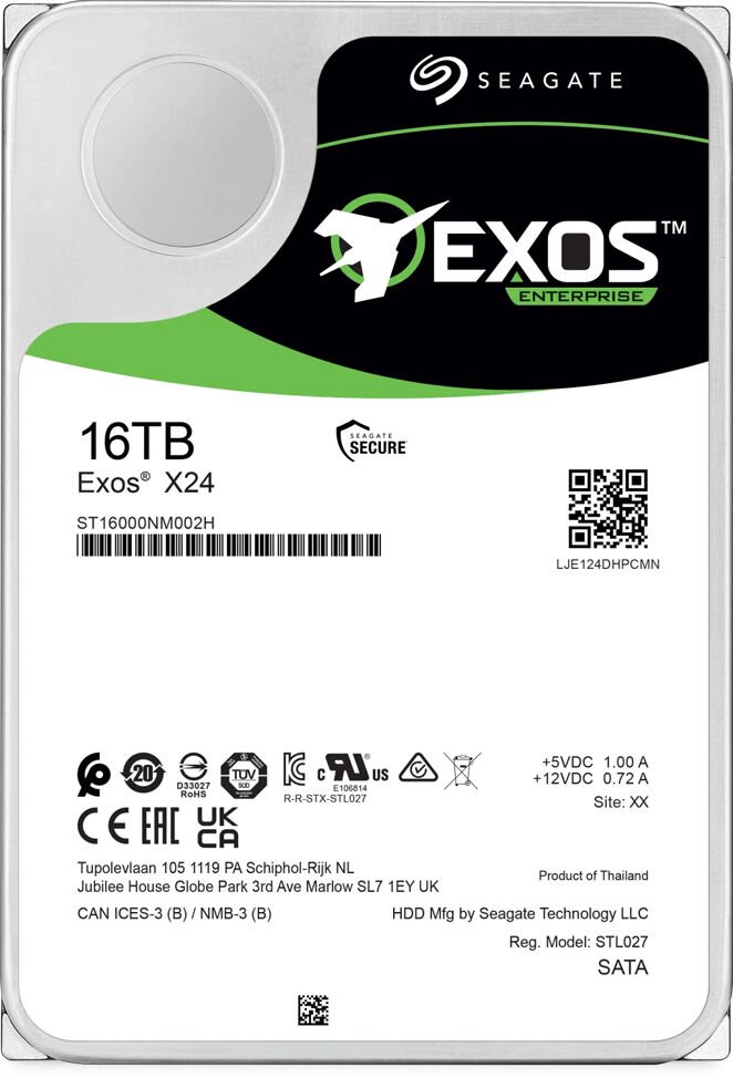 Seagate Exos X X24 ST16000NM002H 16000 GB 3,5" 88,9mm 7200rpm SATA-3 24/7 512e