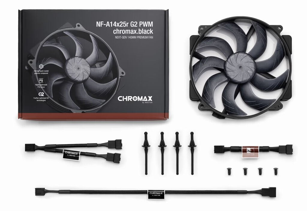 Noctua NF-A14x25r G2 PWM chromax.black Chassislüfter 140 mm