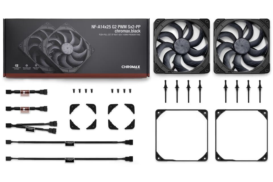 Noctua NF-A14x25 G2 PWM Sx2-PP chromax.black Chassislüfter 140 mm (2 Stück)