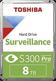 Toshiba S300 Pro MD10ADA800V Surveillance 8000 GB 3,5" 88,9mm 7200rpm SATA-3 24/7 512e