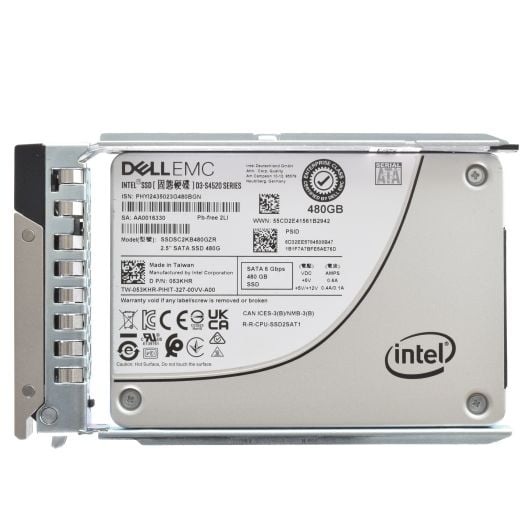 Dell Intel D3-S4520 Series 2.5" 480GB 6GBPS RI SATA SSD Drive - 53KHR SSDSC2KB480GZR