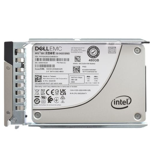 Dell Intel D3-S4520 Series 2.5" 480GB 6GBPS RI SATA SSD Drive - 53KHR SSDSC2KB480GZR