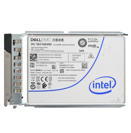 Dell Intel D7-P5500 Series 2.5" 3.84TB Gen 4 NVMe RI SSD Drive - KRT3G SSDPF2KX038T9E