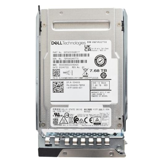 Dell Kioxia 2.5" 7.68TB 12GBPS SED SAS SSD Drive - D480G KRM7VRUG7T68