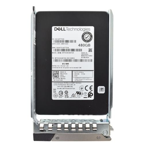 Dell Micron 2.5" 480GB 6GBPS 512e RI SATA SSD Drives - DTPR7 MTFDDAK480TGA