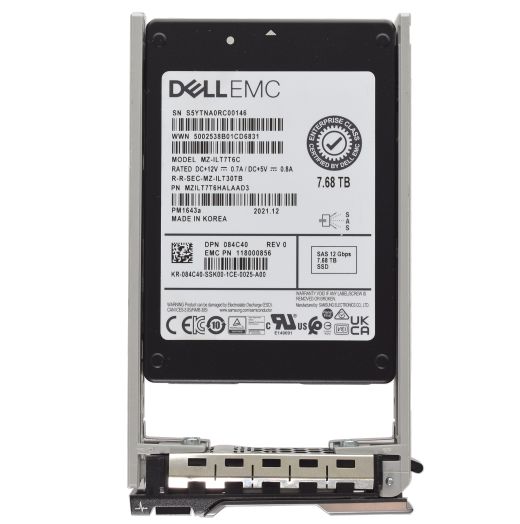 Dell Samsung PM1643a 2.5" 7.68TB 12GBPS RI SAS SSD Drive - 84C40 MZ-ILT7T6C