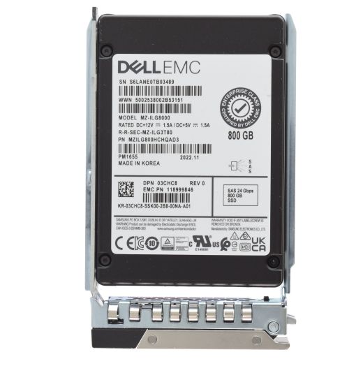 Dell Samsung PM1655 2.5" 800GB 24GBPS MU SAS SSD Drive - 3CHC8 MZ-ILG8000