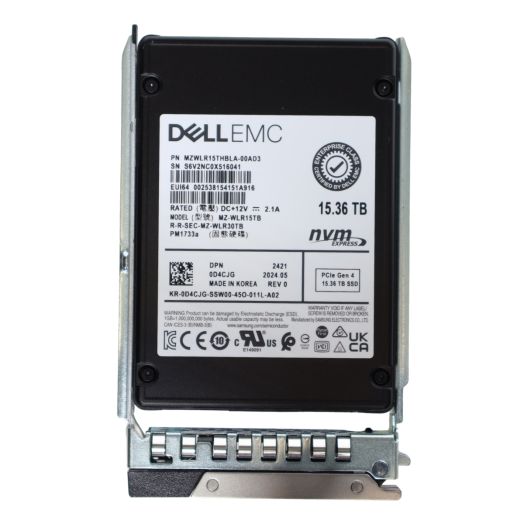 Dell Samsung PM1733a 2.5" 15.36TB Gen 4 RI NVMe SSD Drives - D4CJG MZ-WLR15TB