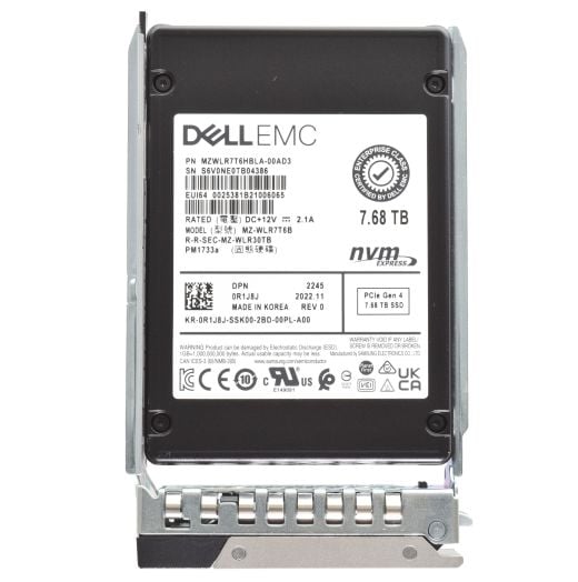 Dell Samsung PM1733a 2.5" 7.68TB Gen 4 NVMe SSD Drive - R1J8J MZ-WLR7T6B