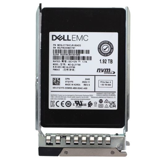 Dell Samsung PM9A3 2.5" 1.92TB Gen 4 RI NVMe SSD Drive - TGYF5 MZ-QL21T90