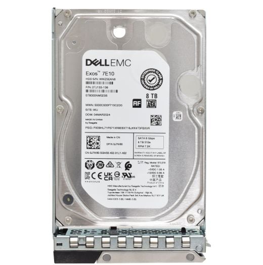 Dell Seagate Exos 7E10 3.5" 8TB 7.2K 6GBPS 512e SATA Hard Drive - J7W80 ST8000NM023B