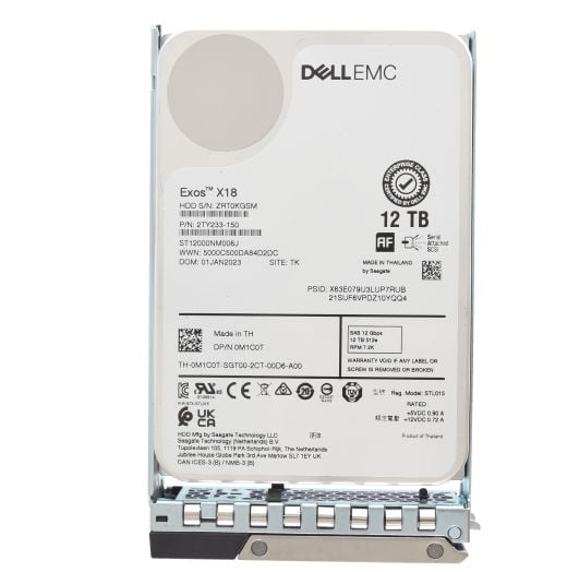 Dell Seagate Exos X18 3.5" 12TB 7.2K 12GBPS 512e SAS Hard Drive - M1C0T ST12000NM006J