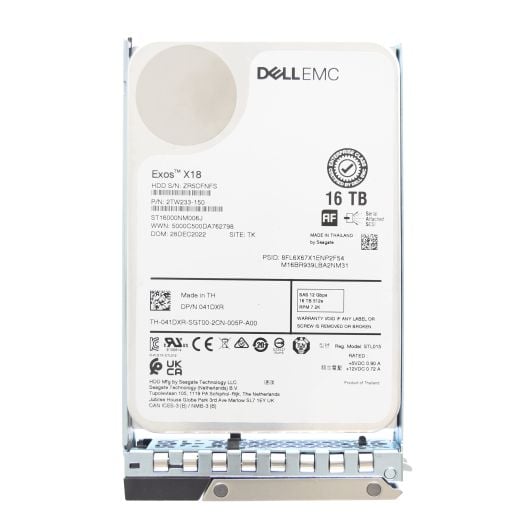 Dell Seagate Exos X18 3.5" 16TB 7.2K 12GBPS 512e SAS Hard Drive - 41DXR ST16000NM006J