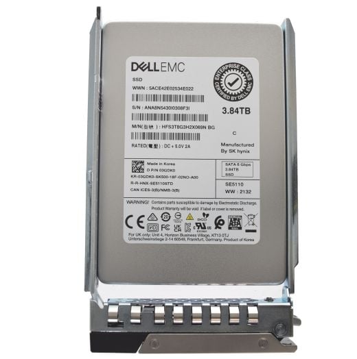 Dell SK Hynix 2.5" 3.84TB 6GBPS RI SATA SSD Drive - 3GDK0 HFS3T8G3H2X069N