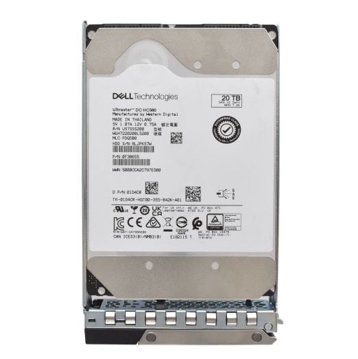 Dell Western Digital 3.5" 20TB 7.2K 12GBPS 512e SAS Hard Drive - 1D4CR WUH722020BL5200