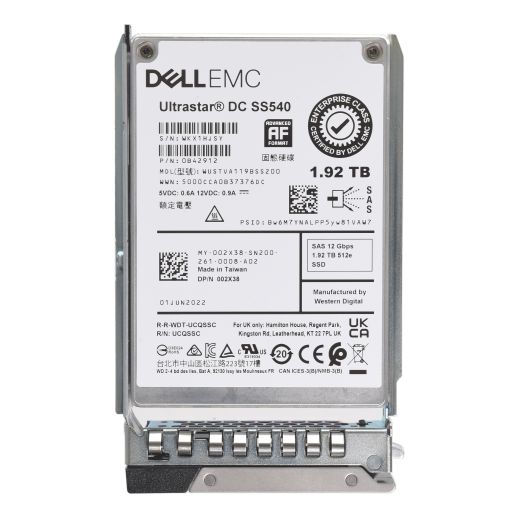 Dell Western Digital DC SS540 2.5" 1.92TB 12GBPS 512e RI SAS SSD Drive - 02X38 WUSTVA119BSS200